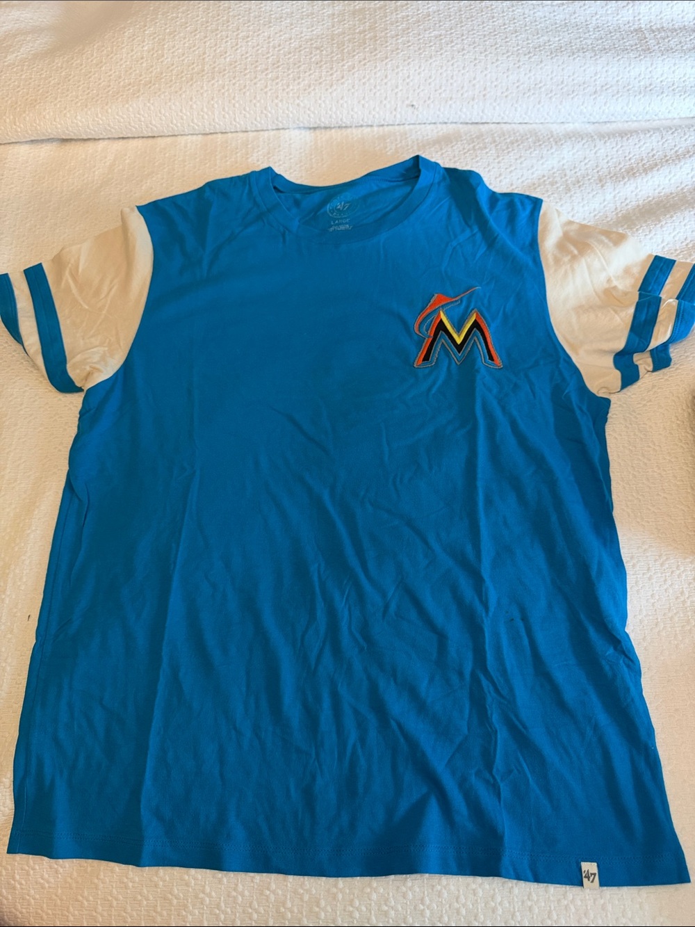 Men’s Miami Marlins Short Sleeve Tee - Blue & White